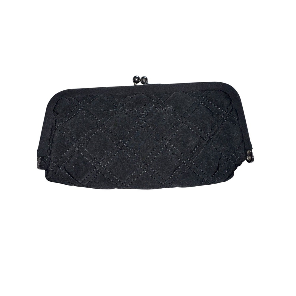 SOLD Vera Bradley Black Quilted Kiss Lock Wallet Sample ID Window‎ Floral Lining